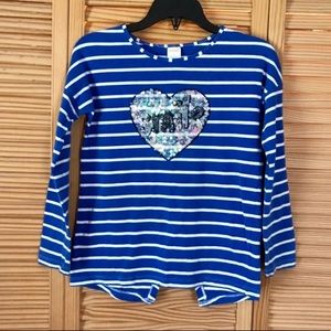 Gymboree Sequin “Smile” Striped Long Sleeve Shirt
